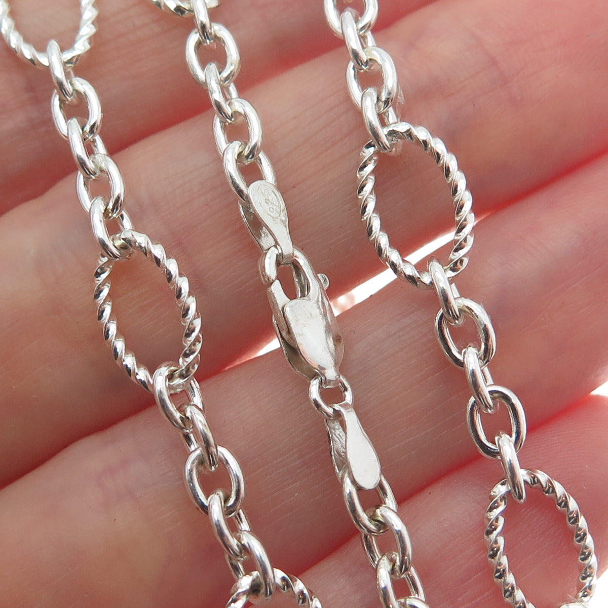 925 Sterling Silver Twisted Figaro Chain Necklace 18"