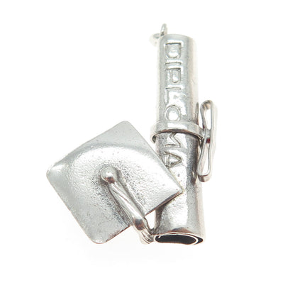 925 Sterling Silver Vintage Diploma Graduation Charm Pendant