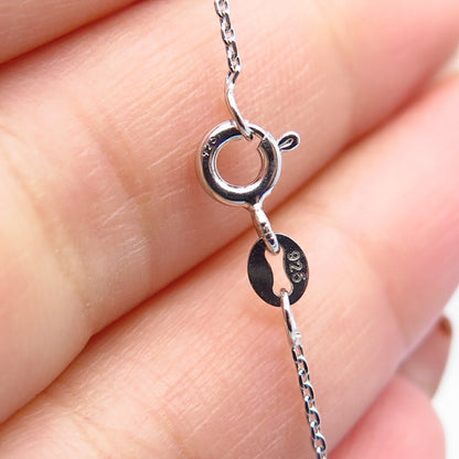 925 Sterling Silver SUN Real White Diamond Rolo Chain Necklace 16"