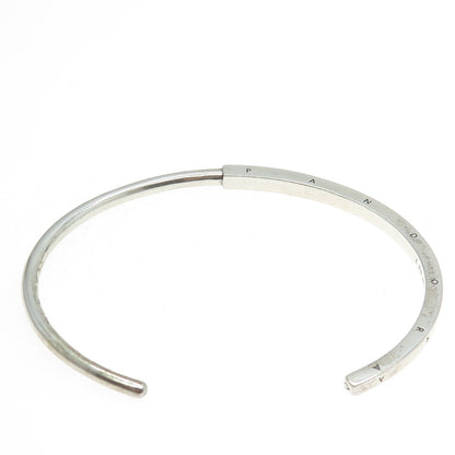 PANDORA 925 Sterling Silver Signature I-D Open Bangle Bracelet 7"