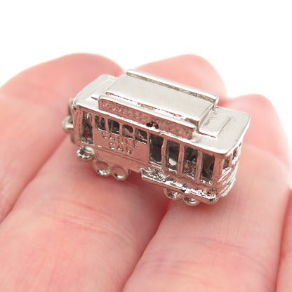 925 Sterling Silver Vintage San Francisco Cable Car 3D Mini Charm Pendant