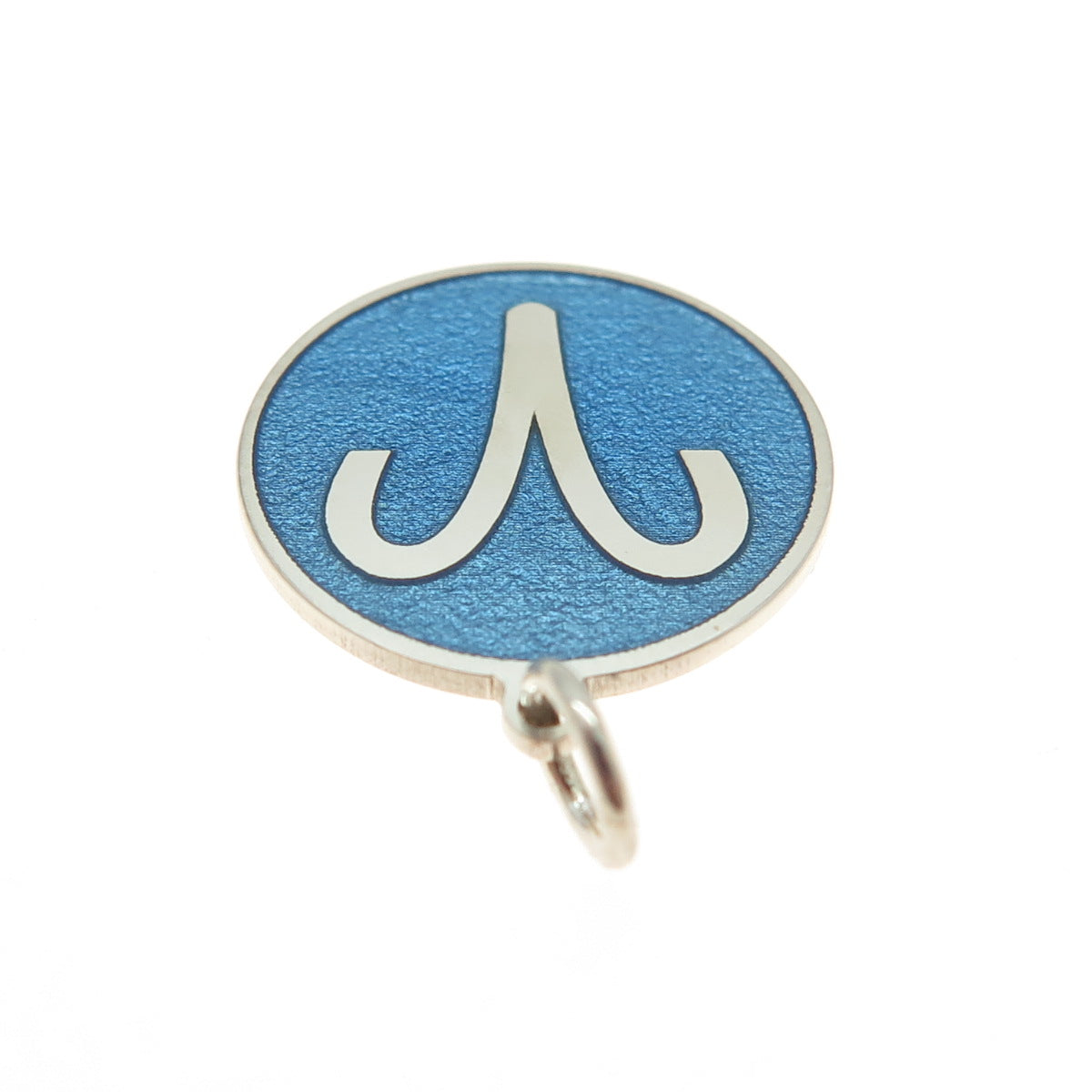 925 Sterling Silver Blue Enamel Aries Zodiac Sign Round Minimalist Charm Pendant