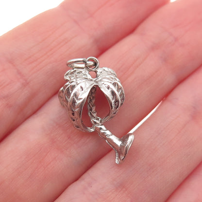 WELLS 925 Sterling Silver Vintage Palm Tree 3D Mini Charm Pendant