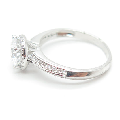 DIAMONOX 925 Sterling Silver Round-Cut Shaped C Z Engagement Ring Size 7