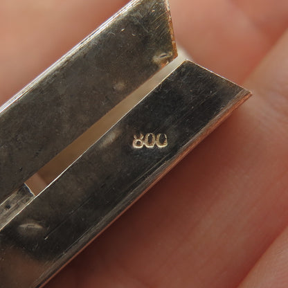 800 Silver Antique Art Deco Real Green Onyx Engraved Tube Slide Lipstick Case