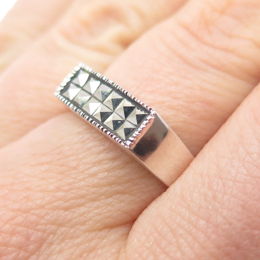 925 Sterling Silver Vintage Real Marcasite Ring Size 8