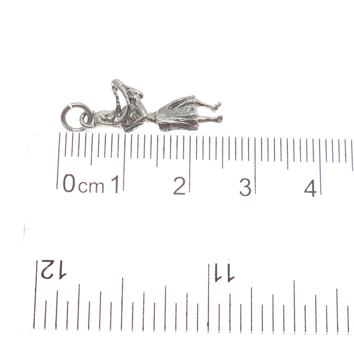 925 Sterling Silver Vintage Hula Dancer Minimalist 3D Charm Pendant