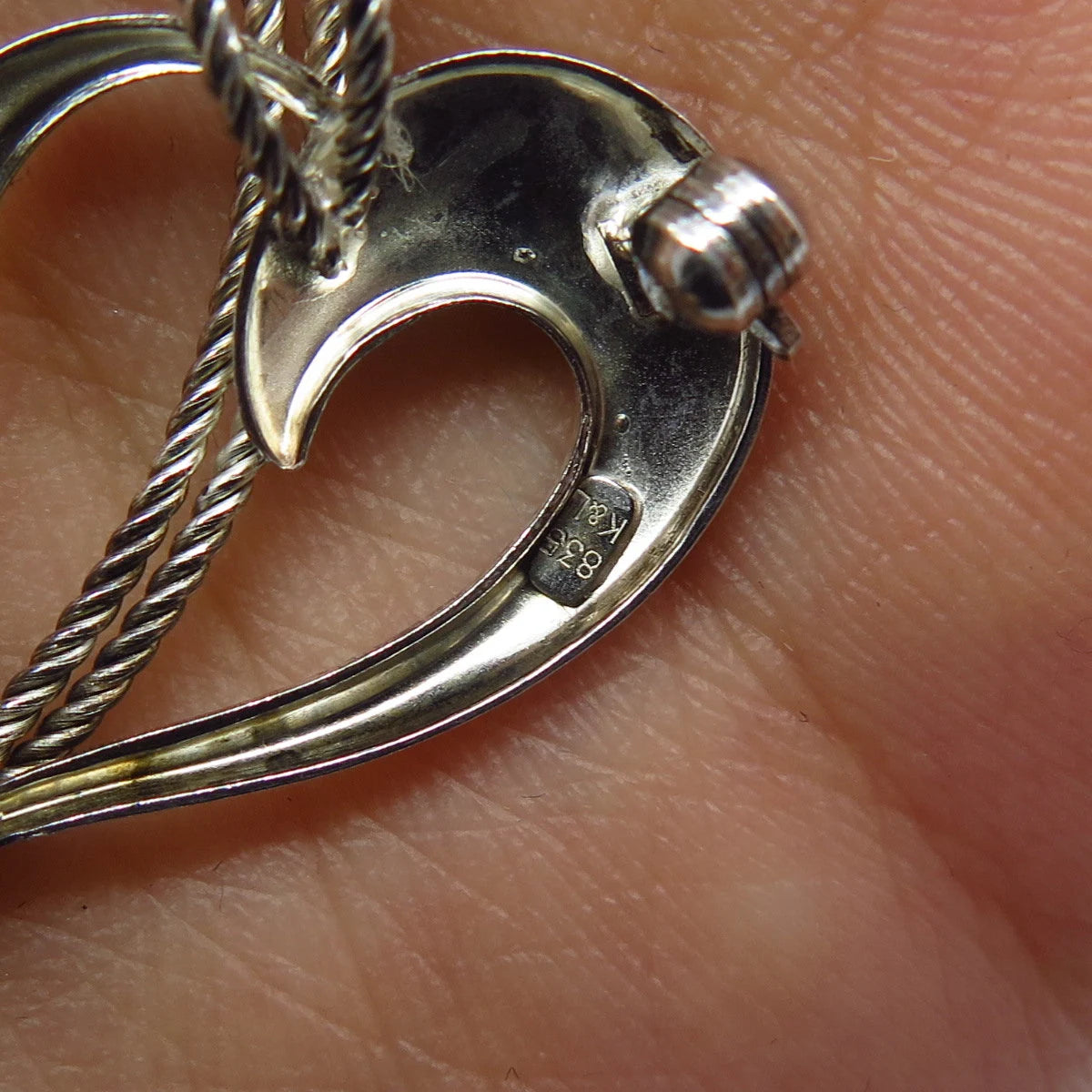 835 Silver Vintage Heart Modernist Pin Brooch