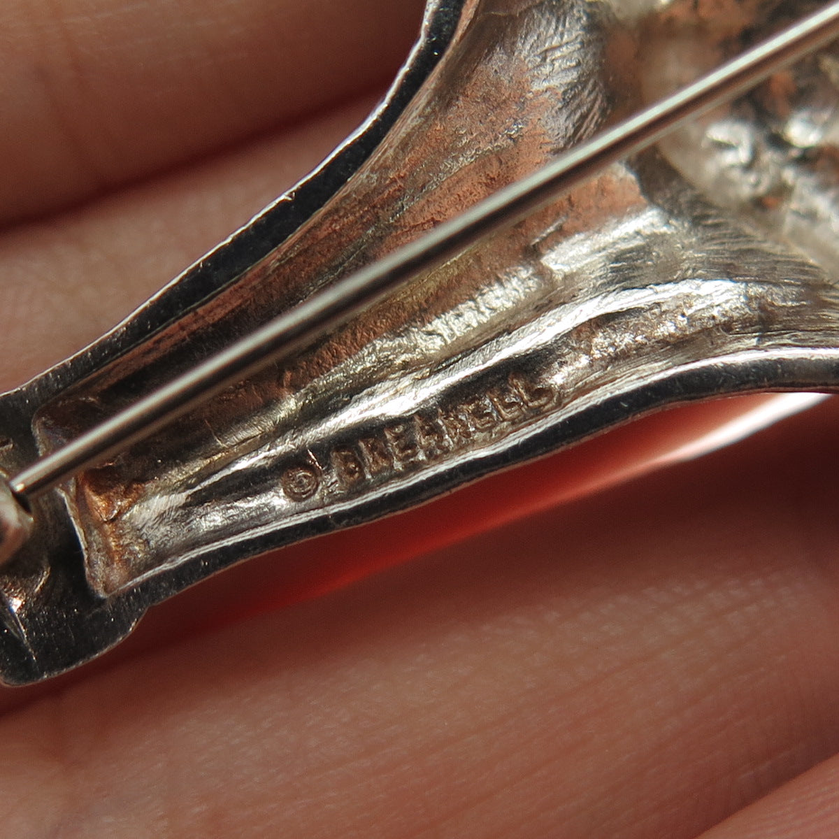 J.H. BREAKELL 925 Sterling Silver Vintage Broccoli Oxidized Pin Brooch
