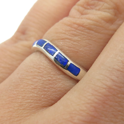 925 Sterling Silver Vintage Enamel Wavy Adjustable Band Ring Size 6.5