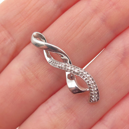 Jane Seymour 925 Sterling Silver Real Round-Cut Diamond Twisted Charm Pendant