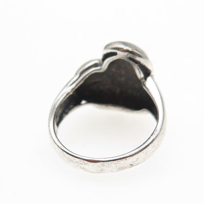 Chapal Zenray 925 Sterling Silver Vintage Modernist Heart Oxidized Ring Size 7
