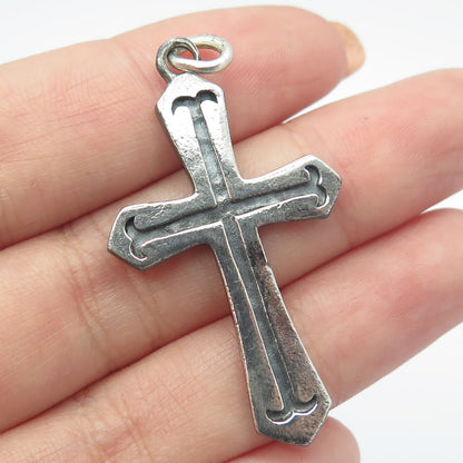 925 Sterling Silver Vintage Ornate Cross Oxidized Pendant