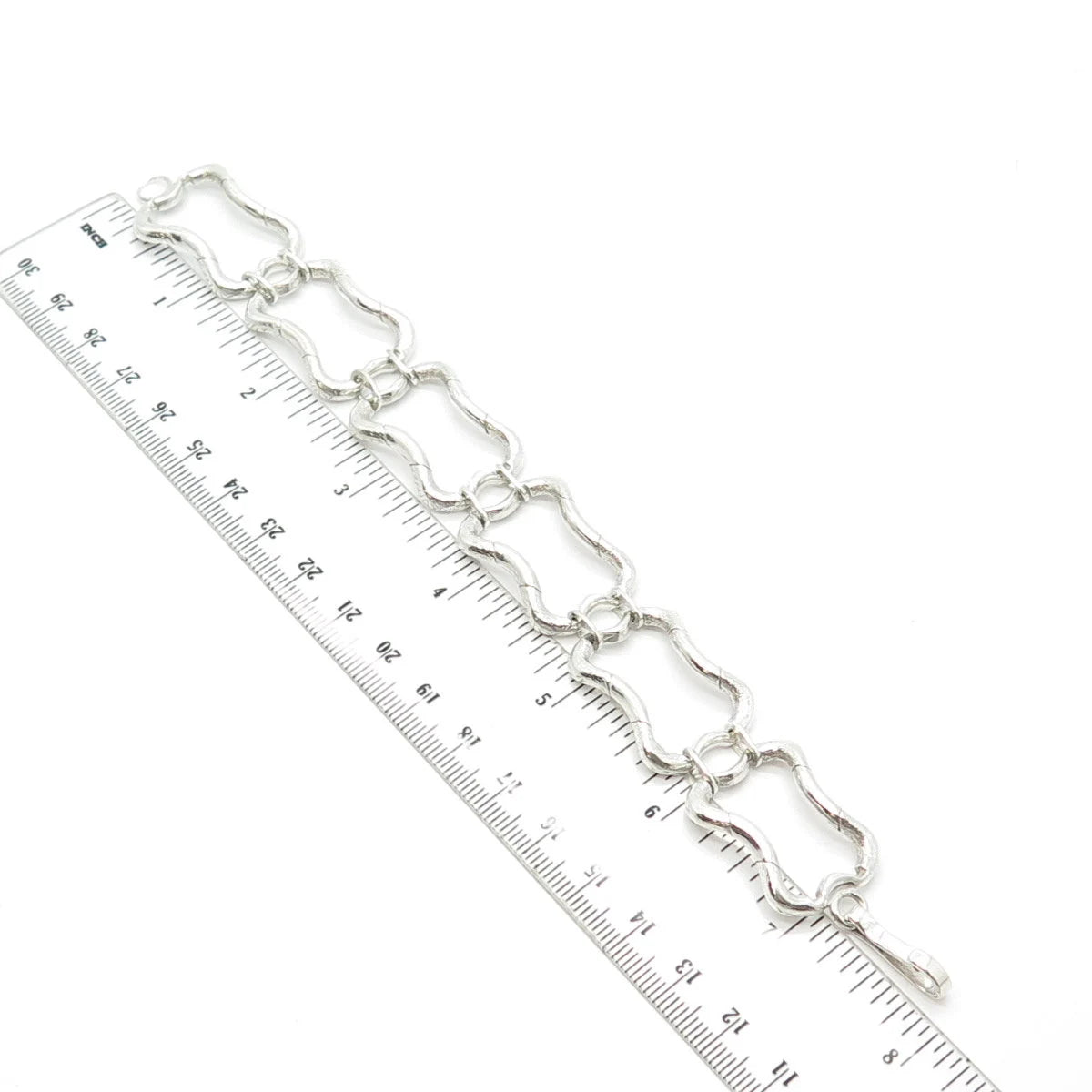 925 Sterling Silver Vintage Modernist Bracelet 8"