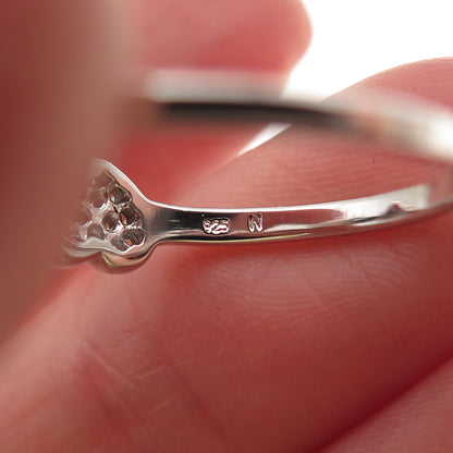 925 Sterling Silver Round-Cut C Z Heart Ring Size 8