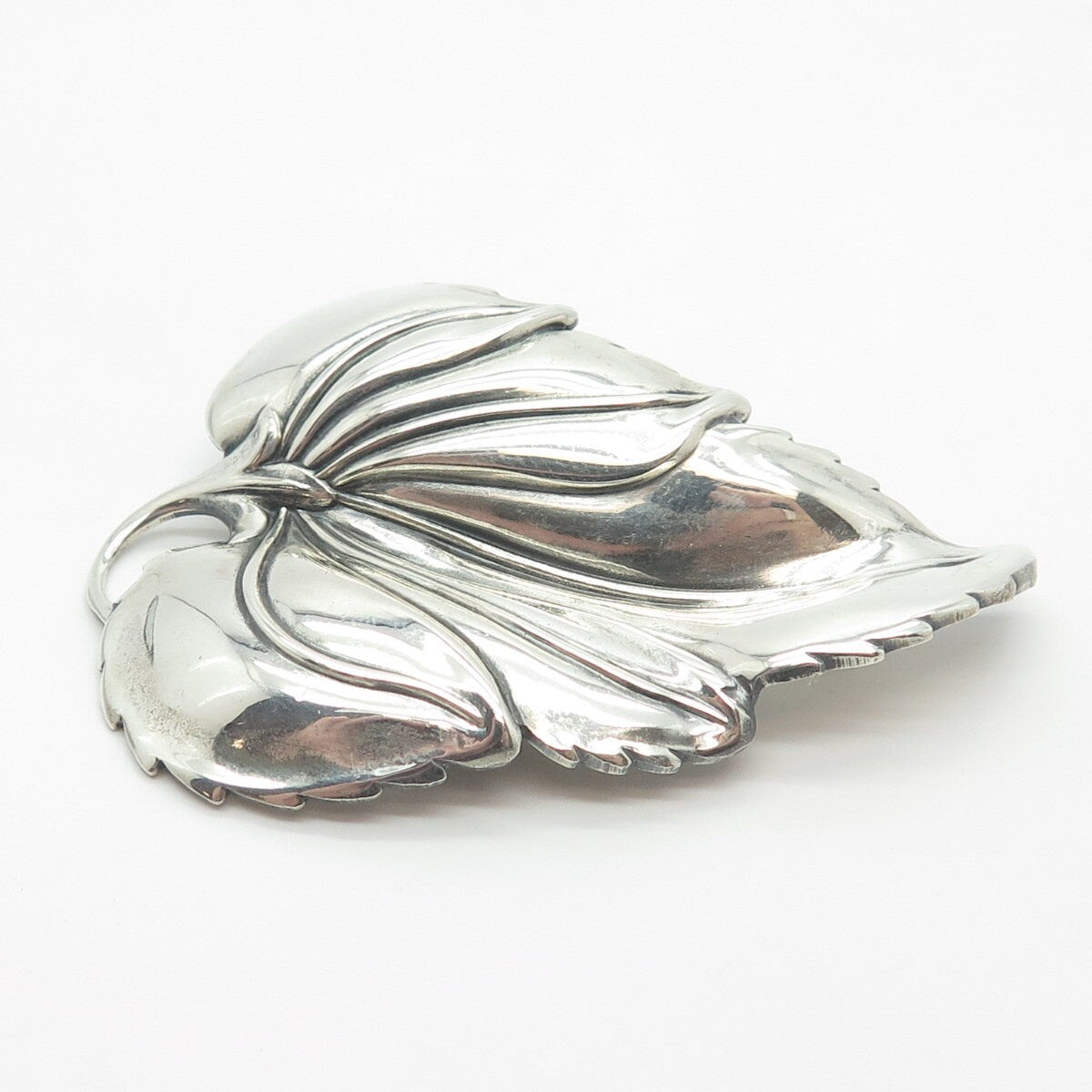925 Sterling Silver Vintage Danecraft Leaf Pin Brooch