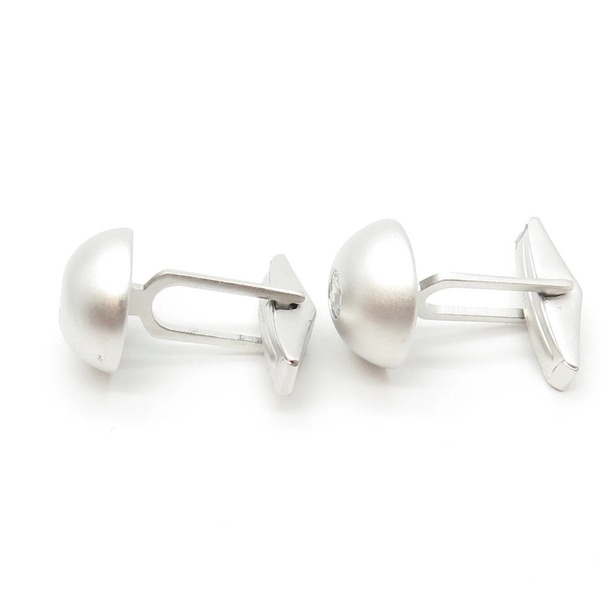 925 Sterling Silver Vintage Round-Cut C Z Cufflinks