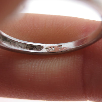 925 Sterling Silver Round-Cut C Z Interlocked Heart Infinity Ring Size 7