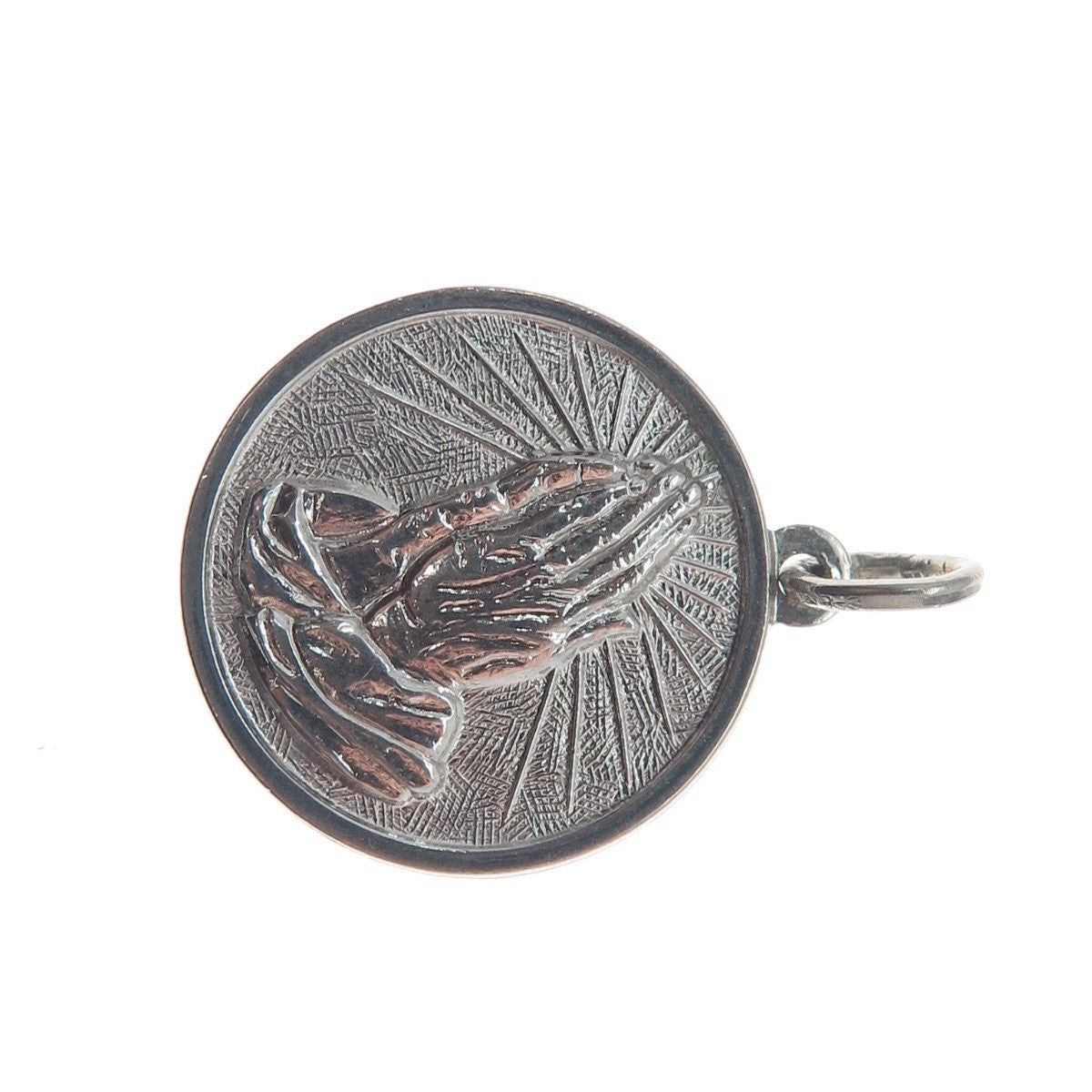 SPENCER CO. 925 Sterling Silver Vintage Prayer Hands Minimalist Charm Pendant