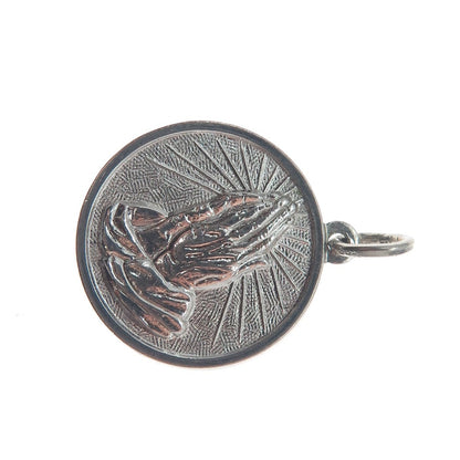 SPENCER CO. 925 Sterling Silver Vintage Prayer Hands Minimalist Charm Pendant