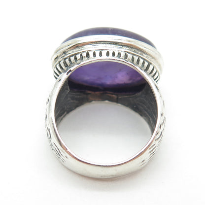 925 Sterling Silver Vintage Real Cabochon Amethyst Ring Size 7