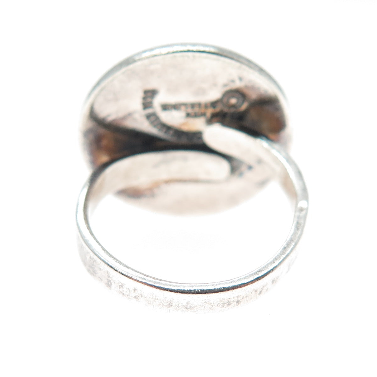 BRENDA SCHOENFELD 925 Sterling Vintage 1993 Mexico Button Oxidized Ring Size 6.5