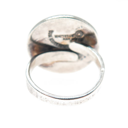 BRENDA SCHOENFELD 925 Sterling Vintage 1993 Mexico Button Oxidized Ring Size 6.5