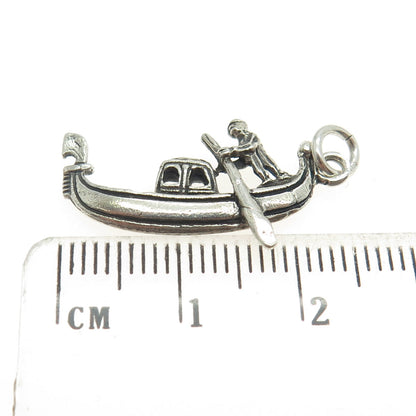 835 Silver Vintage Venetian Gondola 3D Pendant