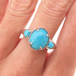 925 Sterling Silver Real Sleeping Beauty Turquoise Ring Size 8