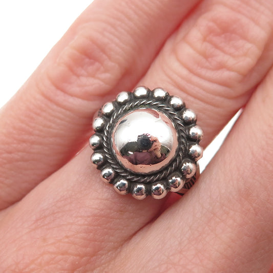 Old Pawn Sterling Silver Vintage Southwestern Sun Beaded Tribal Ring Size 5.25