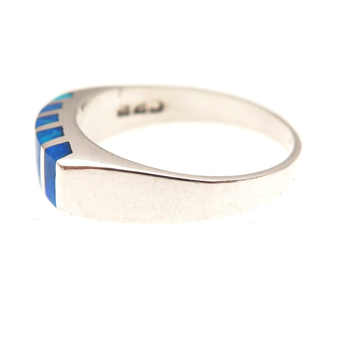 925 Sterling Silver Vintage Real Opal Modernist Ring Size 6