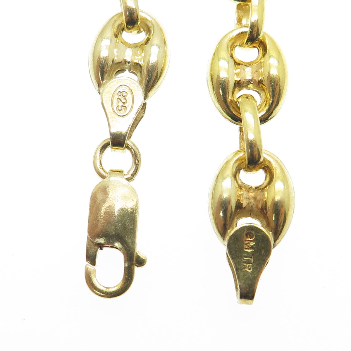 925 Sterling Silver Gold Plated Anchor Mariner Chain Necklace 16"