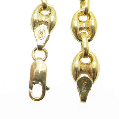 925 Sterling Silver Gold Plated Anchor Mariner Chain Necklace 16"