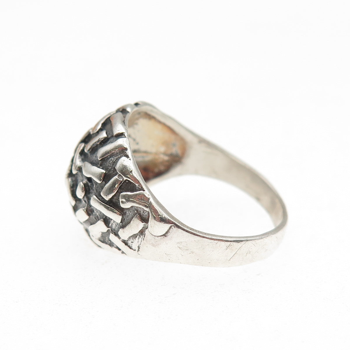 925 Sterling Silver Vintage Modernist Oxidized Dome Ring Size 6.25