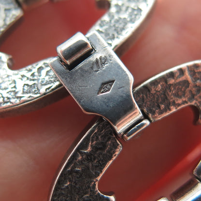 925 Sterling Silver Vintage Modernist Oxidized Oval Panel Link Bracelet 6.75"