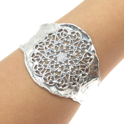 OR PAZ PZ 925 Sterling Silver Vintage Israel Floral Adjustable Bracelet 7.25"