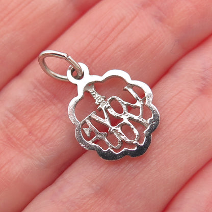 925 Sterling Silver Vintage I Love You Mini Charm Pendant