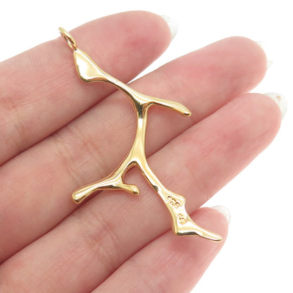 925 Sterling Silver Gold Plated Tree Branch Charm Pendant