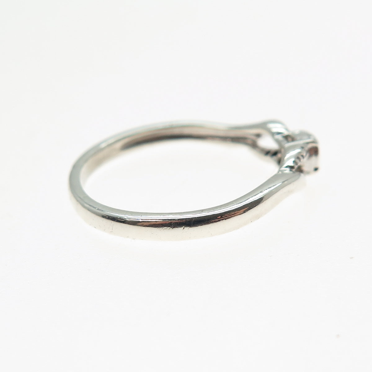 SUN 925 Sterling Silver Real Round-Cut Diamond Promise Ring Size 9.5