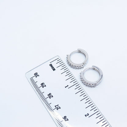 925 Sterling Silver C Z Hoop Earrings