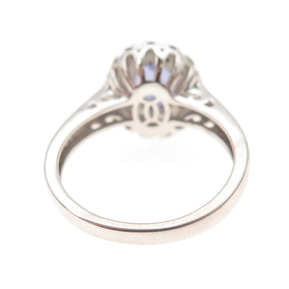 Sam 925 Sterling Silver Real Blue Diamond & Tanzanite Ring Size 8