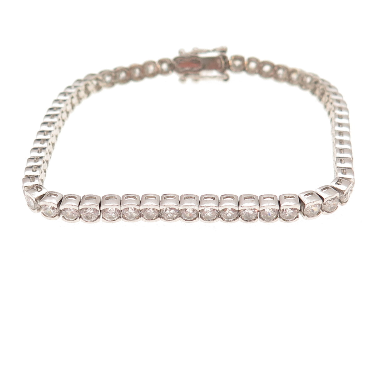 925 Sterling Silver Round-Cut C Z Tennis Link Bracelet 7.25"