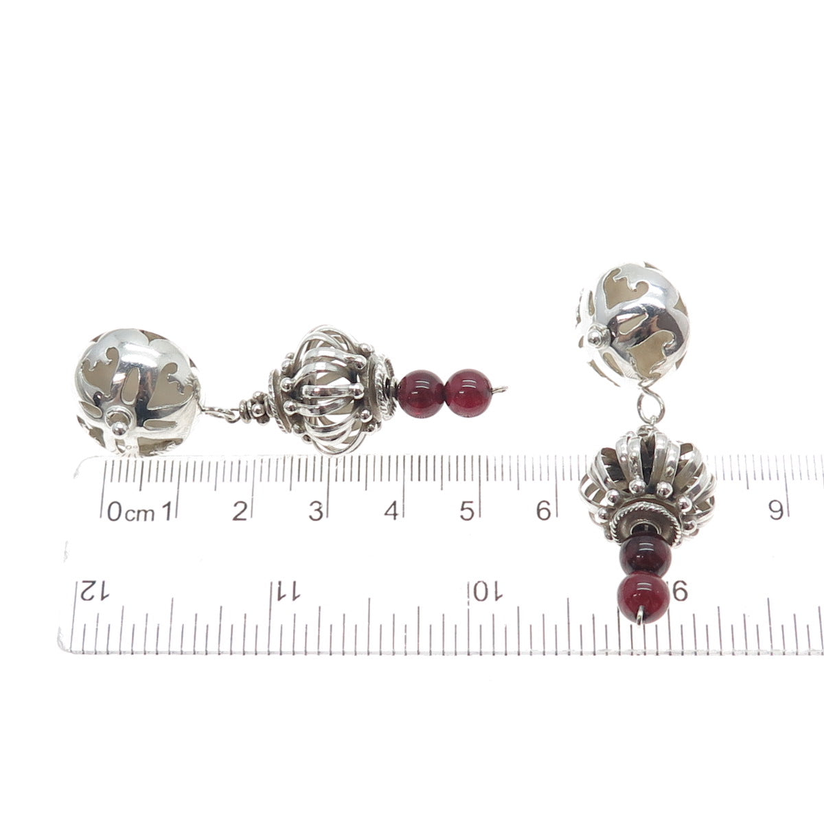 925 Sterling Silver Vintage Real Tourmaline Modernist Dangle Earrings