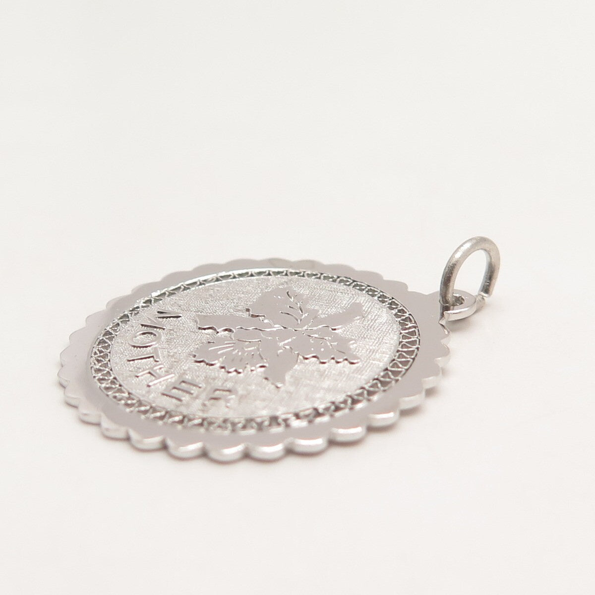 925 Sterling Silver Vintage "Mother" Ornate Charm Pendant