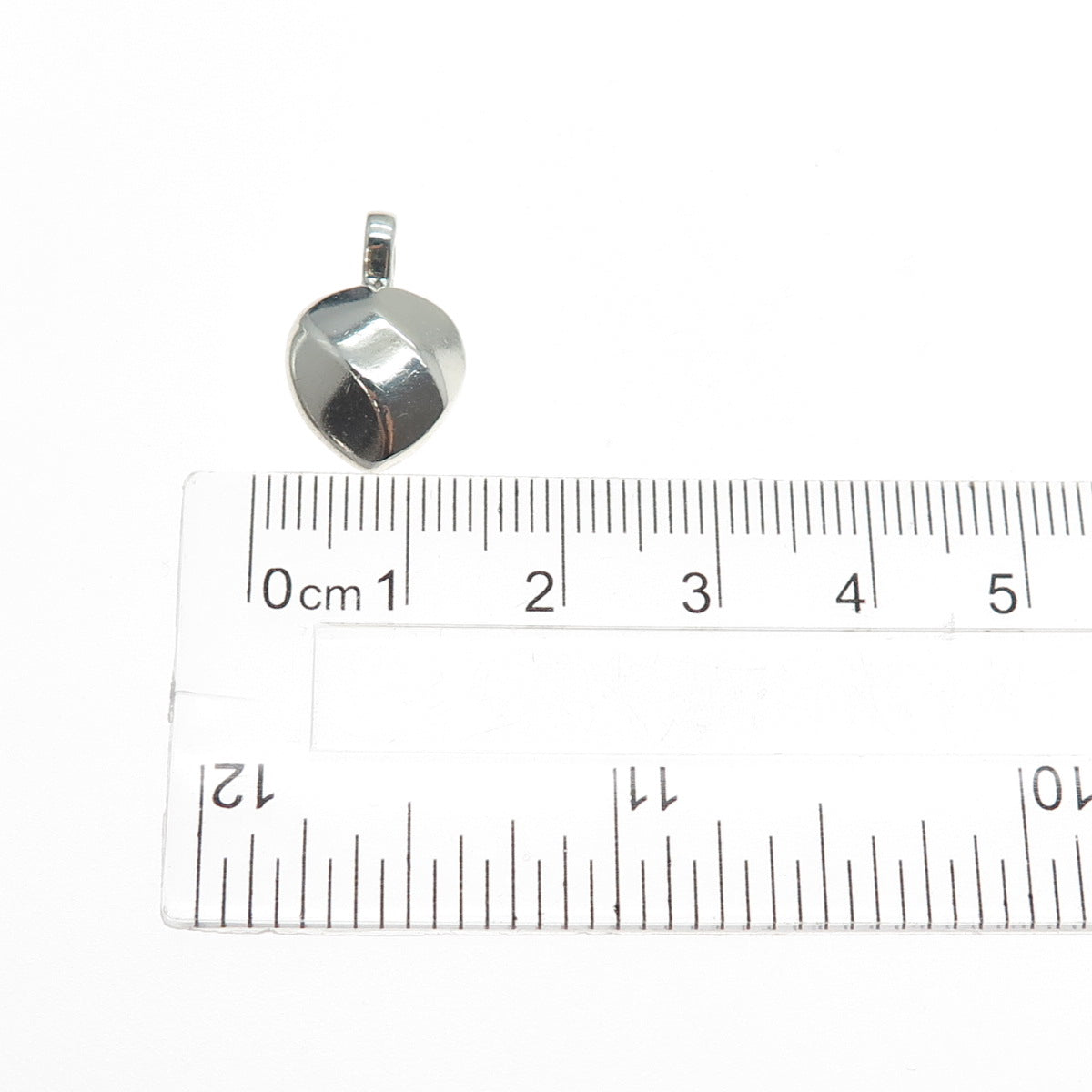 925 Sterling Silver Vintage Modernist Heart Minimalist Charm Pendant
