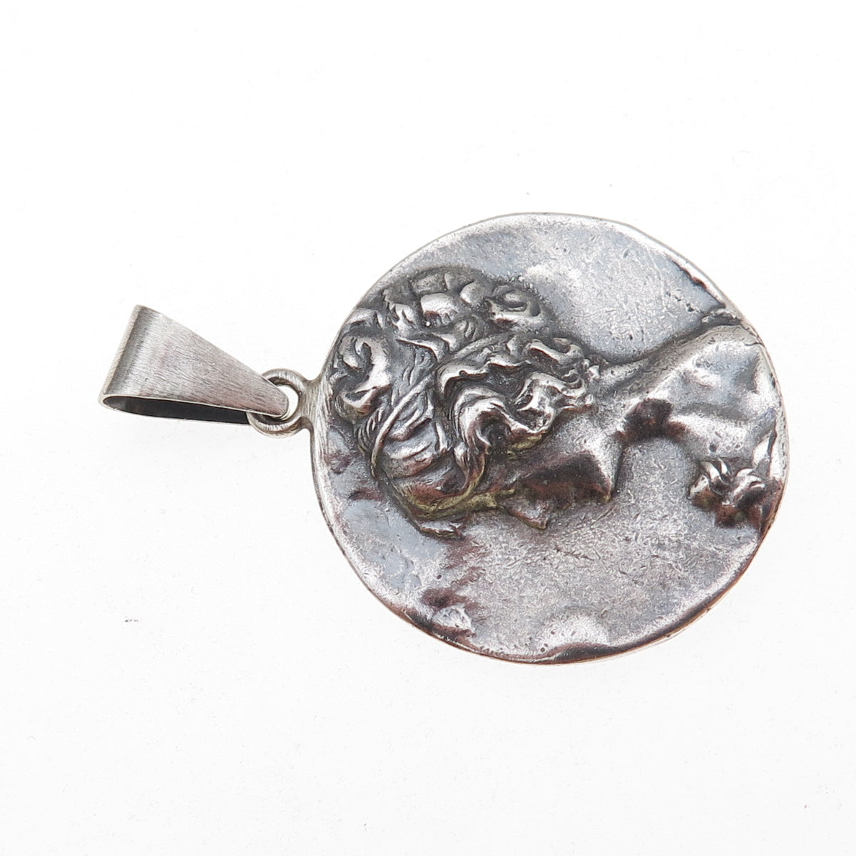 925 Sterling Silver Vintage Lady Cameo Oxidized Charm Pendant