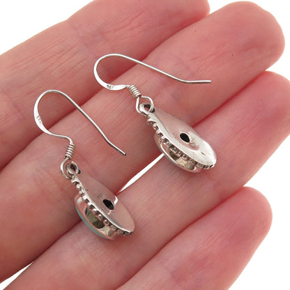 925 Sterling Silver Vintage Real Turquoise Oxidized Dangle Earrings