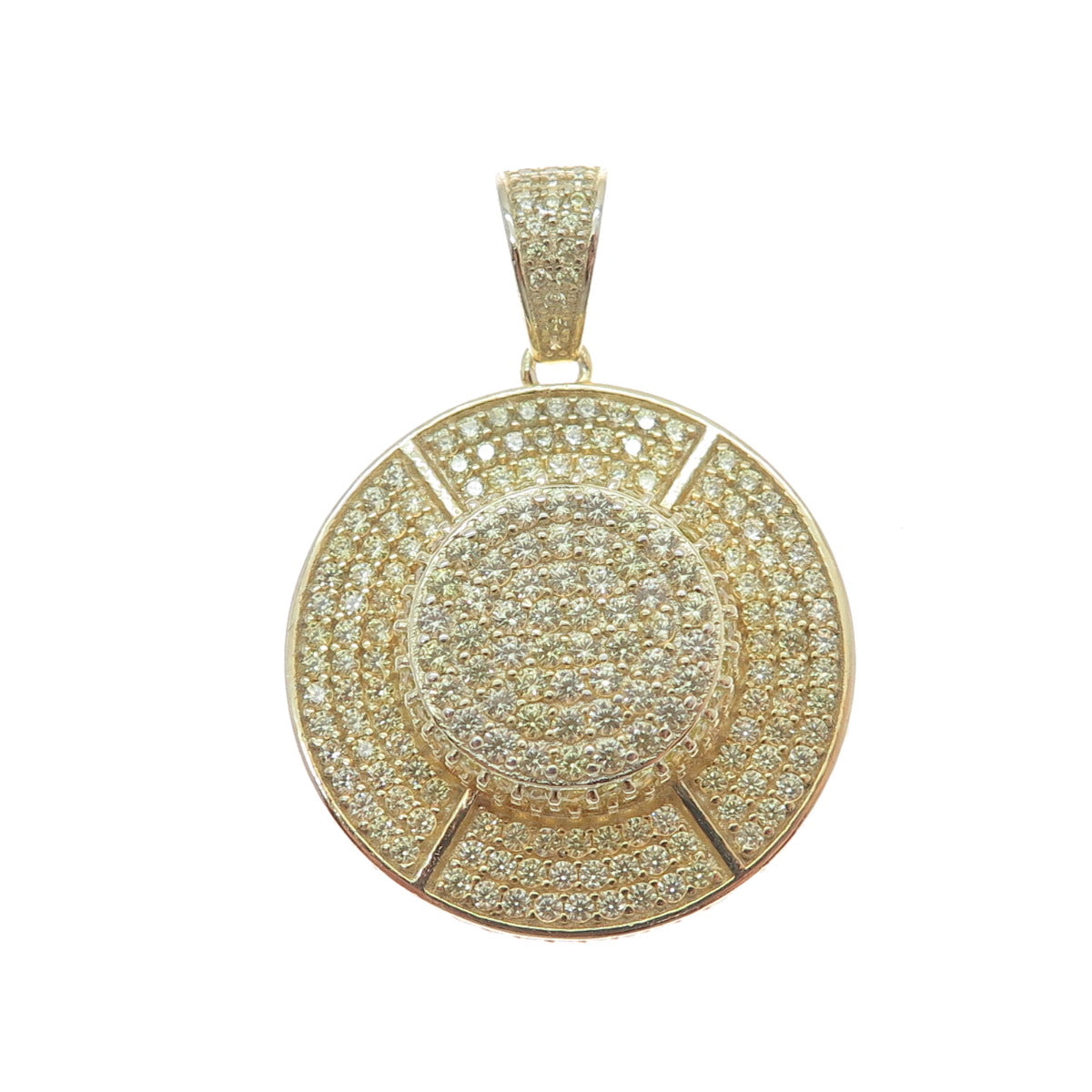 DADWANI 925 Sterling Silver Gold Plated C Z Sparkle Round Pendant