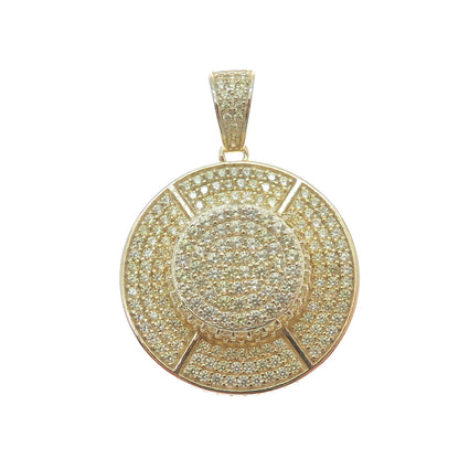DADWANI 925 Sterling Silver Gold Plated C Z Sparkle Round Pendant