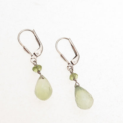 925 Sterling Silver Vintage Real Peridot Teardrop Dangle Earrings